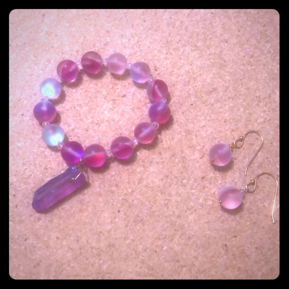 Moonstone bracelet and earrings set